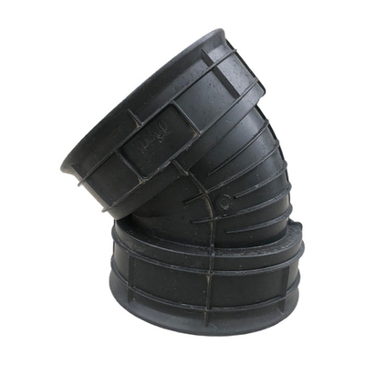 45 90 Degree HDPE Pipe Fittings 300mm Caliber Corrugated Pipe Elbow With Rubber Ring