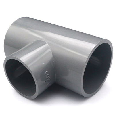 Grey PVC Tube Fittings DN20 25 32 40 50 63 75 90 Pipe Reducing Tee Customized